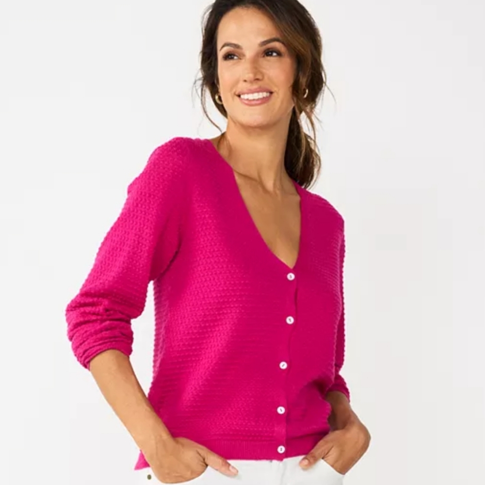 Draper James RSVP Textured Dot Cardigan XS